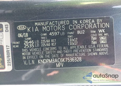 2019 Kia Sportage Lx из США, поврежденный, VIN KNDPM3AC6K7536328